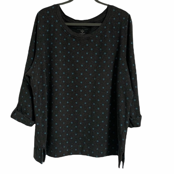 Karen Scott Sweaters - Karen Scott Grey Sweater with Blue Polka Dots